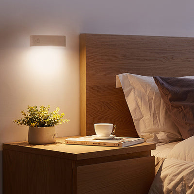 Moderne minimalistische magnetische rechteckige Holz LED Wandleuchte Lampe für Schlafzimmer 