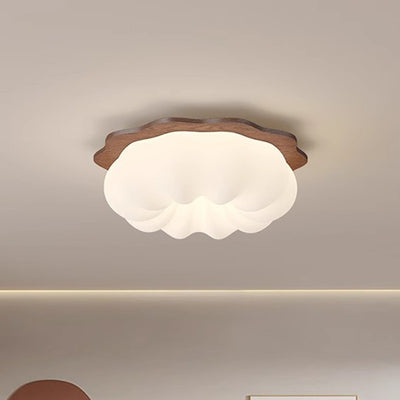 Moderne minimalistische Kürbis-Wolkenform Massivholz Kunststoff LED Unterputz Deckenleuchte für Schlafzimmer 