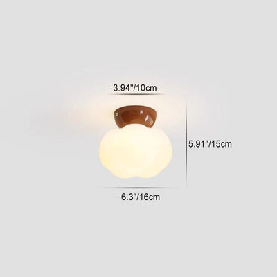 Modern Minimalist Pumpkin Cotton Shape Iron PE 1-Light Flush Mount Ceiling Light For Hallway