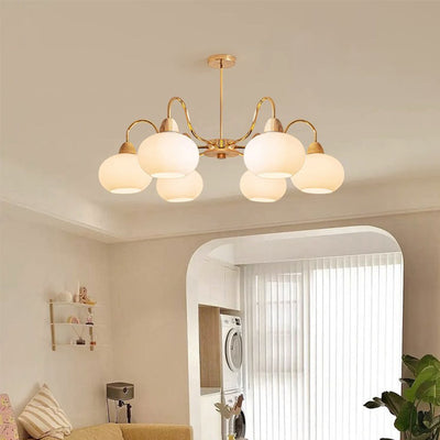 Traditional Japanese Branch Curved Rod Oval Iron Wood Glass 3/5/6/8 Light Chandelier For Living Room