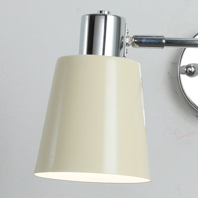 Moderne minimalistische Swing Arm Runde Zylinder Eisen Stoff 1-Licht Wandleuchte Lampe für Schlafzimmer 