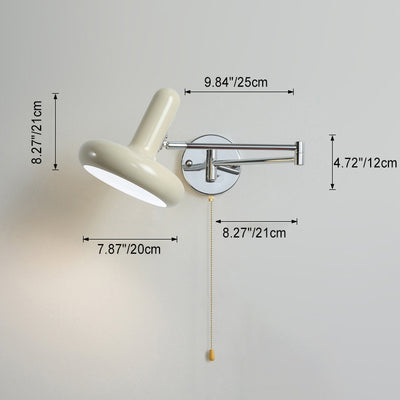 Moderne minimalistische Swing Arm Runde Zylinder Eisen Stoff 1-Licht Wandleuchte Lampe für Schlafzimmer 