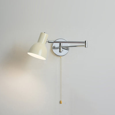 Moderne minimalistische Swing Arm Runde Zylinder Eisen Stoff 1-Licht Wandleuchte Lampe für Schlafzimmer 