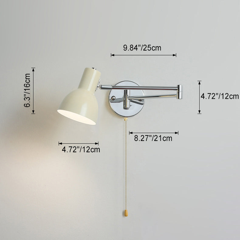 Moderne minimalistische Swing Arm Runde Zylinder Eisen Stoff 1-Licht Wandleuchte Lampe für Schlafzimmer 