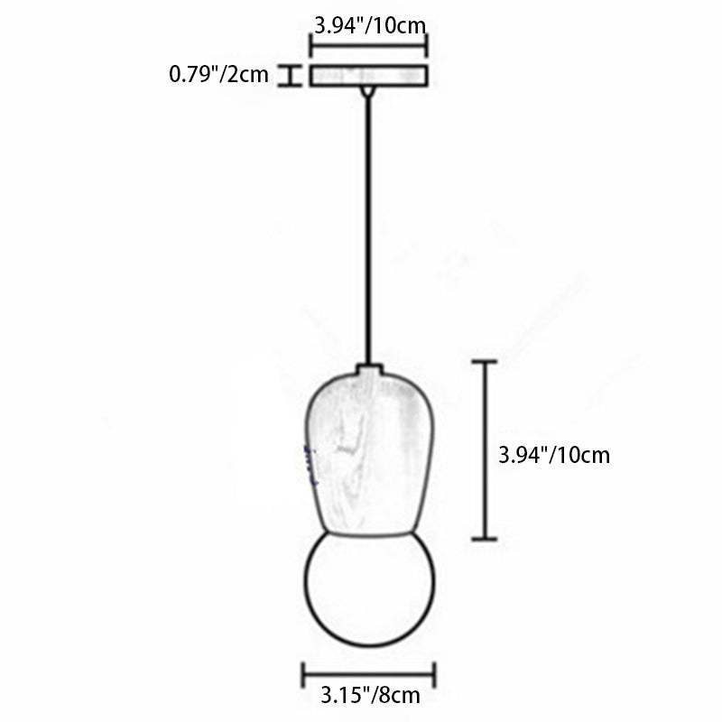 Moderne minimalistische Kuppel Massivholz 1-Licht Pendelleuchte für Wohnzimmer 