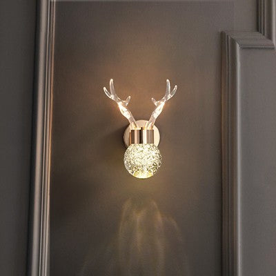 Modern Minimalist Round Ball Antler Aluminum Crystal Acrylic LED Wall Sconce Lamp For Living Room