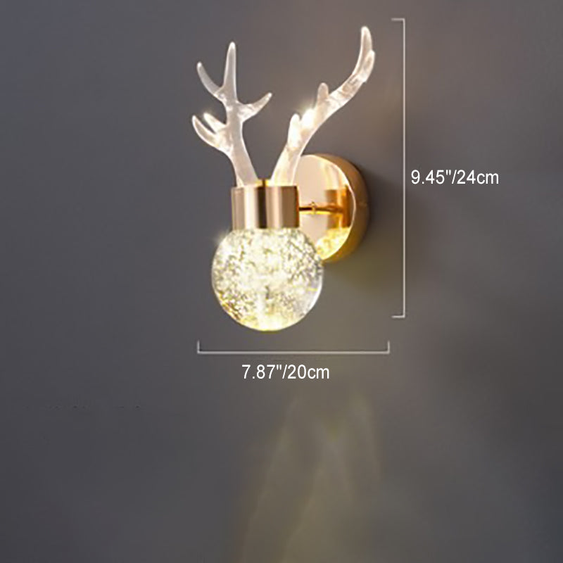 Modern Minimalist Round Ball Antler Aluminum Crystal Acrylic LED Wall Sconce Lamp For Living Room