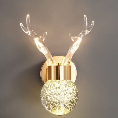 Modern Minimalist Round Ball Antler Aluminum Crystal Acrylic LED Wall Sconce Lamp For Living Room