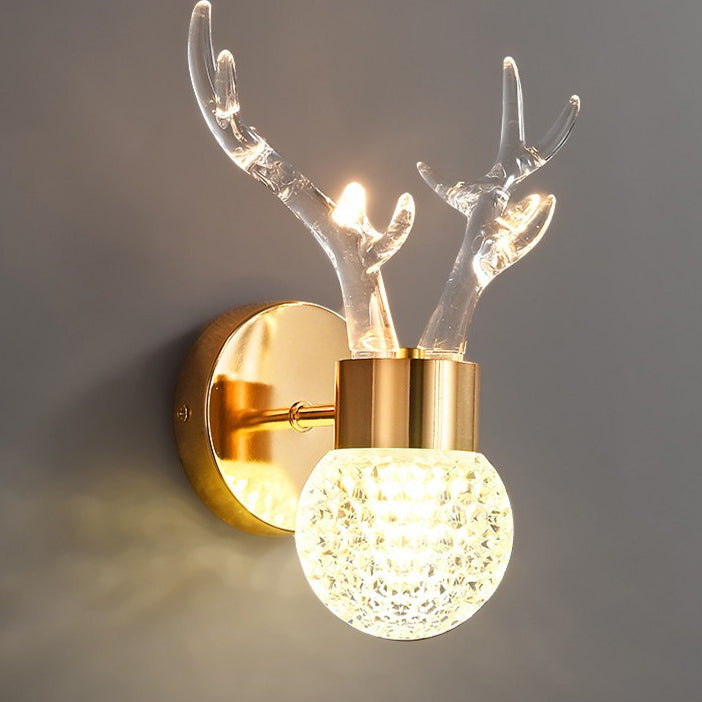 Modern Minimalist Round Ball Antler Aluminum Crystal Acrylic LED Wall Sconce Lamp For Living Room