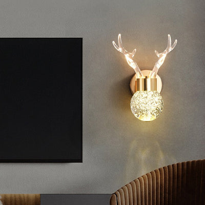 Modern Minimalist Round Ball Antler Aluminum Crystal Acrylic LED Wall Sconce Lamp For Living Room