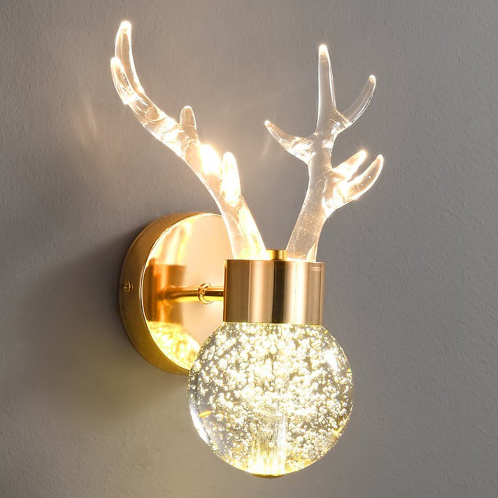 Modern Minimalist Round Ball Antler Aluminum Crystal Acrylic LED Wall Sconce Lamp For Living Room