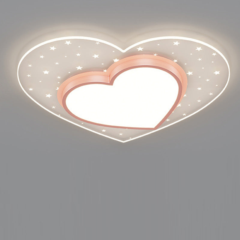 Contemporary Creative Star Heart Iron Acrylic LED Flush Mount Ceiling Light For Bedroom