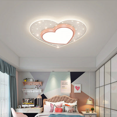 Contemporary Creative Star Heart Iron Acrylic LED Flush Mount Ceiling Light For Bedroom