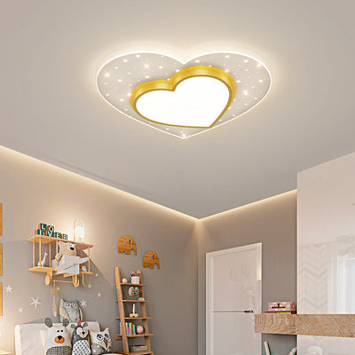 Contemporary Creative Star Heart Iron Acrylic LED Flush Mount Ceiling Light For Bedroom