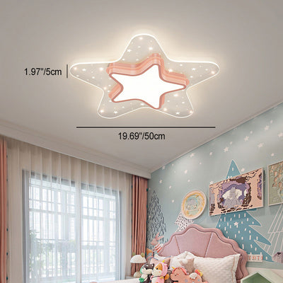 Contemporary Creative Star Heart Iron Acrylic LED Flush Mount Ceiling Light For Bedroom