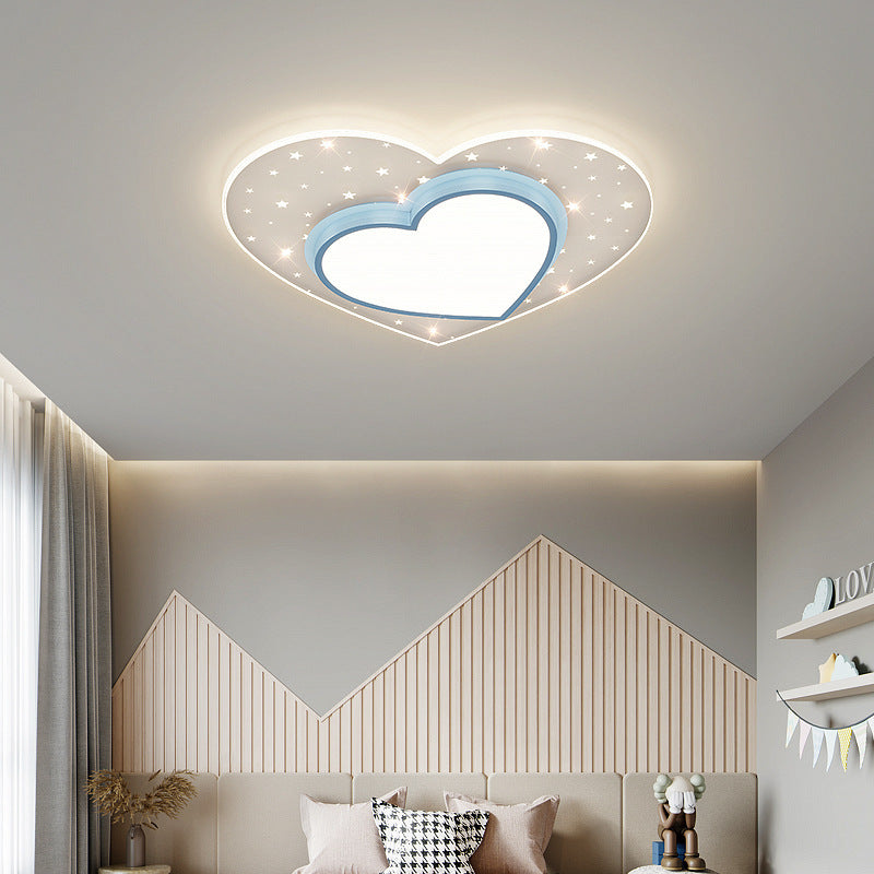 Contemporary Creative Star Heart Iron Acrylic LED Flush Mount Ceiling Light For Bedroom