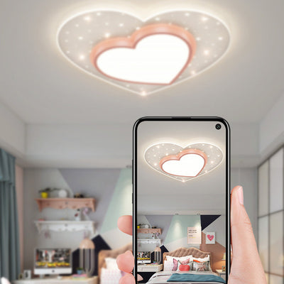 Contemporary Creative Star Heart Iron Acrylic LED Flush Mount Ceiling Light For Bedroom