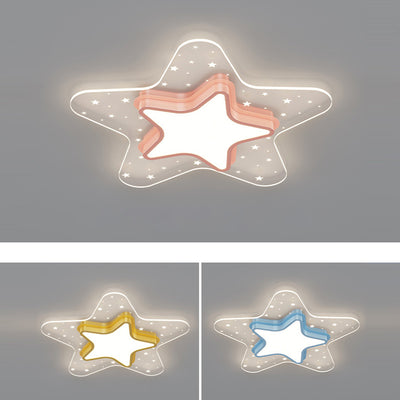 Contemporary Creative Star Heart Iron Acrylic LED Flush Mount Ceiling Light For Bedroom