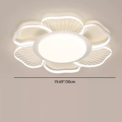 Modern Minimalist Round Flower Iron Plastic LED Flush Mount Ceiling Light For Bedroom