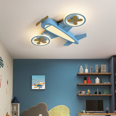 Contemporary Creative Kids Airplane Iron Acrylic LED Flush Mount Ceiling Light For Bedroom