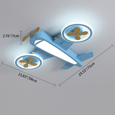 Contemporary Creative Kids Airplane Iron Acrylic LED Flush Mount Ceiling Light For Bedroom