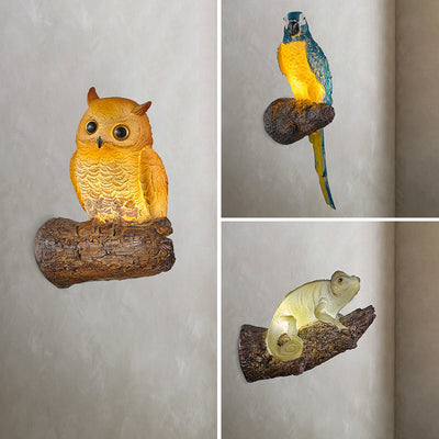 Modern Art Deco Owl Parrot Lizard Resin 1-Light Wall Sconce Lamp For Living Room