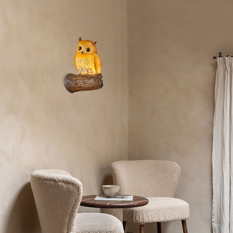 Modern Art Deco Owl Parrot Lizard Resin 1-Light Wall Sconce Lamp For Living Room