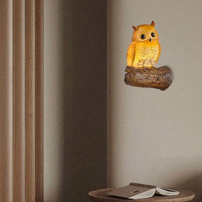 Modern Art Deco Owl Parrot Lizard Resin 1-Light Wall Sconce Lamp For Living Room