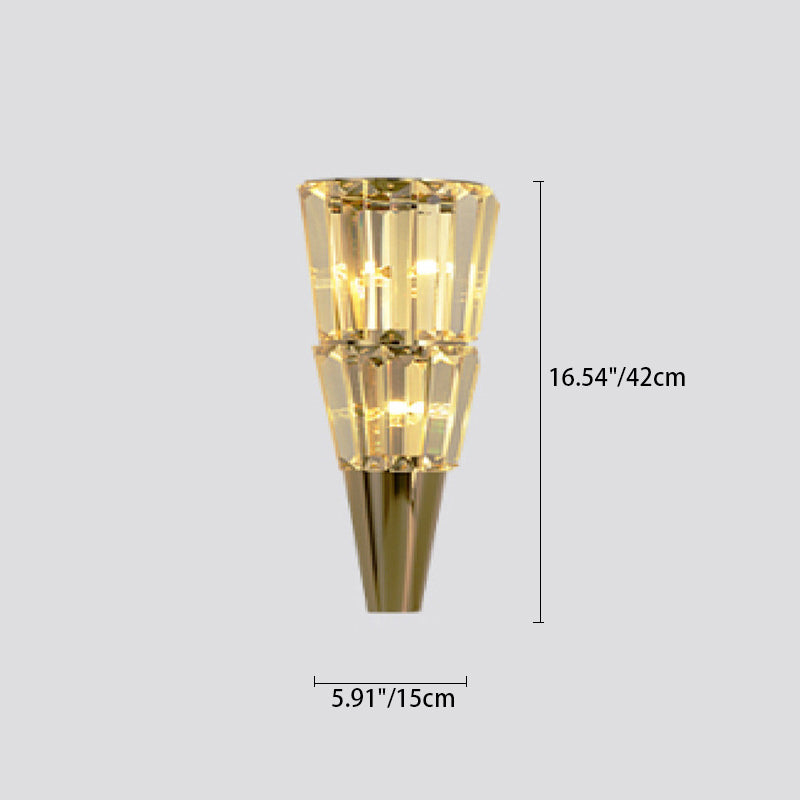 Modern Luxury Cone Triangle Stainless Steel Crystal 3/5/7 Light Wall Sconce Lamp For Living Room