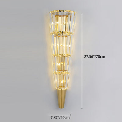 Modern Luxury Cone Triangle Stainless Steel Crystal 3/5/7 Light Wall Sconce Lamp For Living Room