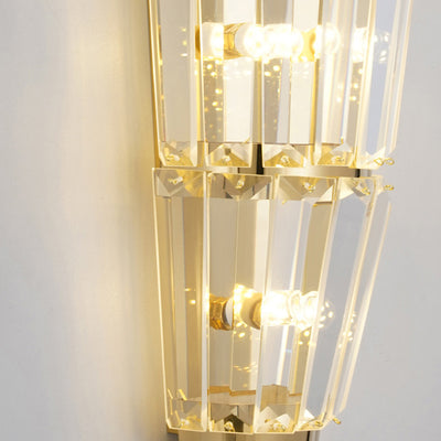 Modern Luxury Cone Triangle Stainless Steel Crystal 3/5/7 Light Wall Sconce Lamp For Living Room