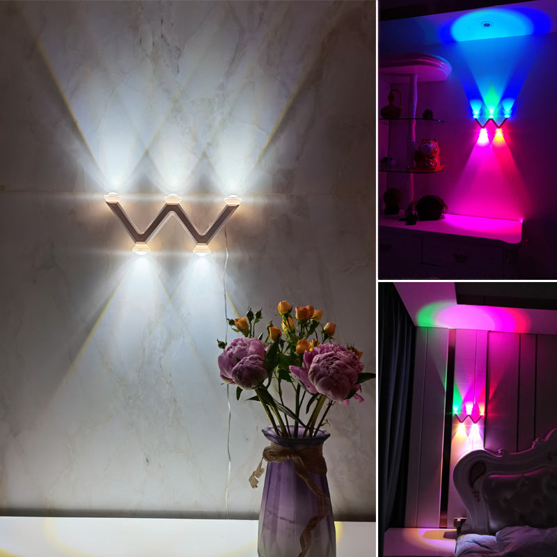 Moderne minimalistische Linie W Form ABS Acryl LED Wandleuchte Lampe für Schlafzimmer 