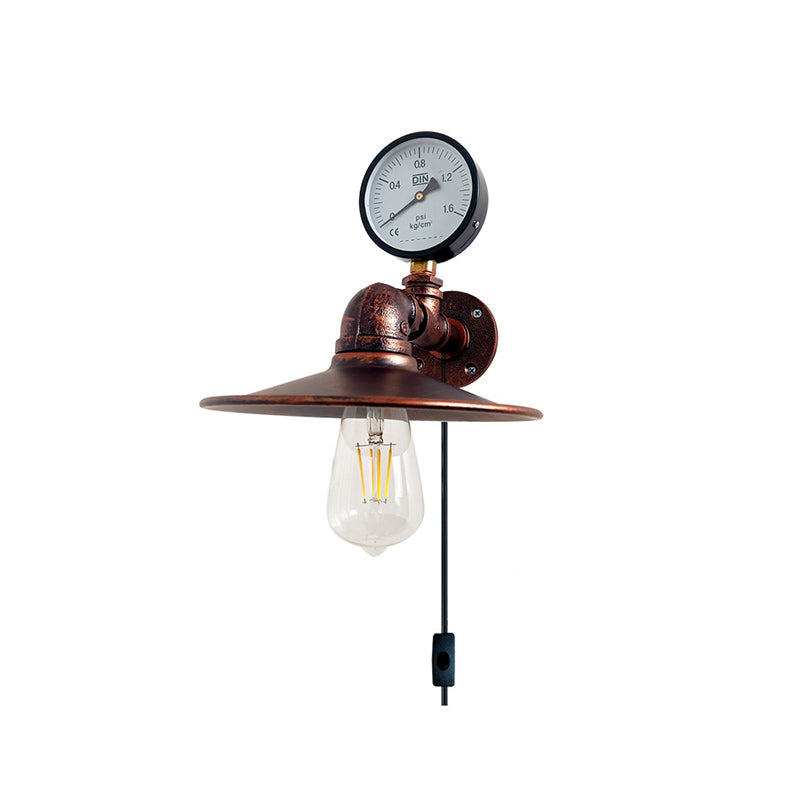 Contemporary Industrial Water Tube Round Iron 1-Light Wall Sconce Lamp For Living Room