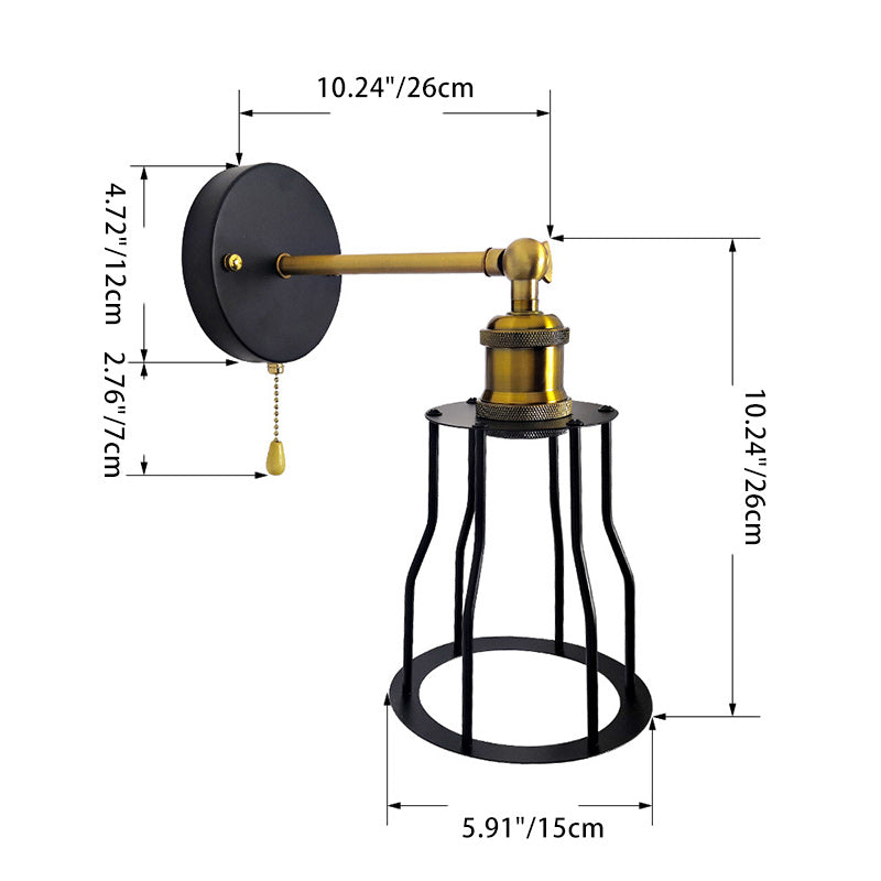 Moderne Einfachheit Runde Käfig Eisen 1-Licht Wandleuchte Lampe für Wohnzimmer 