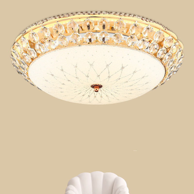 Modern Luxury Round Dome Alloy Glass LED Flush Mount Ceiling Light For Living Room