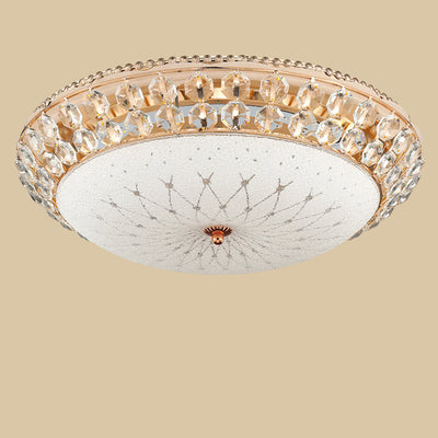 Modern Luxury Round Dome Alloy Glass LED Flush Mount Ceiling Light For Living Room