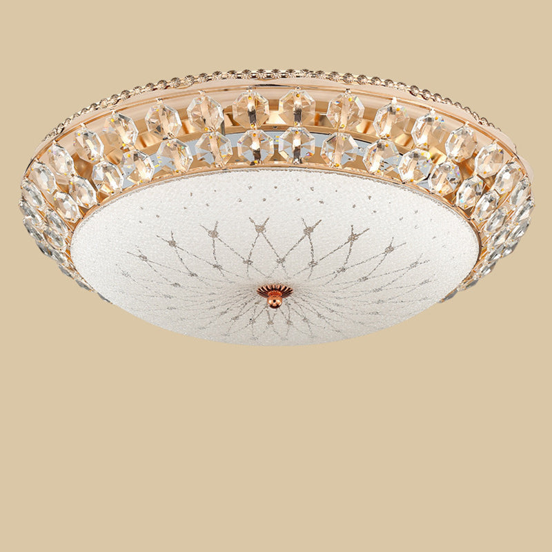 Modern Luxury Round Dome Alloy Glass LED Flush Mount Ceiling Light For Living Room