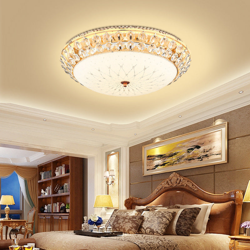 Modern Luxury Round Dome Alloy Glass LED Flush Mount Ceiling Light For Living Room