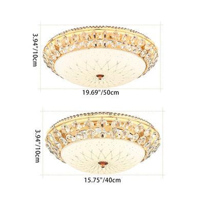 Modern Luxury Round Dome Alloy Glass LED Flush Mount Ceiling Light For Living Room