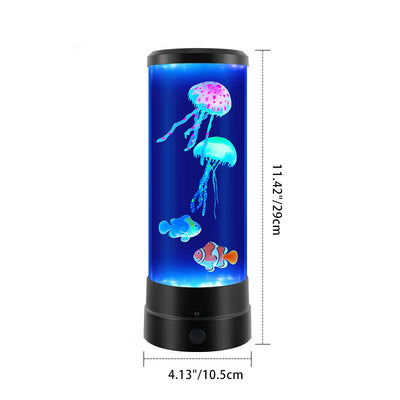 Modern Art Deco Cylindrical Jellyfish Fish Plastic Acrylic LED Table Lamp For Bedroom