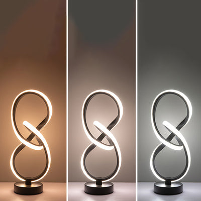 Modern Simplicity Irregular Lines Aluminum Silicone LED Table Lamp For Bedroom