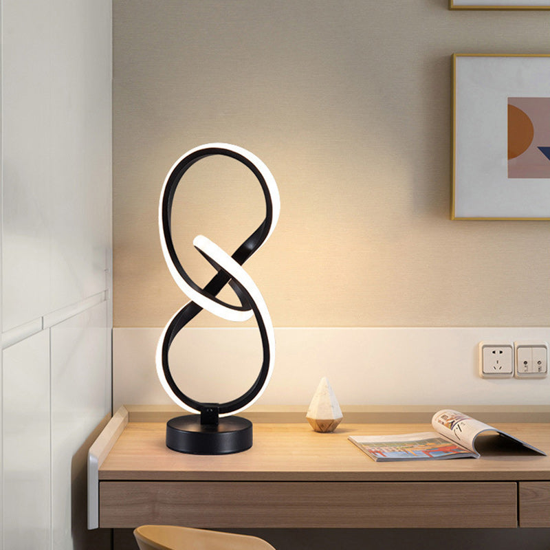 Modern Simplicity Irregular Lines Aluminum Silicone LED Table Lamp For Bedroom