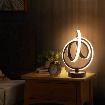 Modern Simplicity Irregular Lines Aluminum Silicone LED Table Lamp For Bedroom