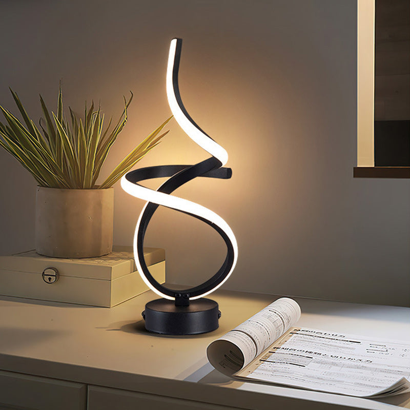 Modern Simplicity Irregular Lines Aluminum Silicone LED Table Lamp For Bedroom