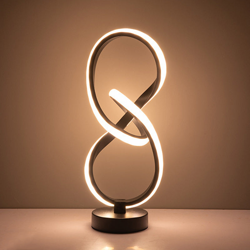 Modern Simplicity Irregular Lines Aluminum Silicone LED Table Lamp For Bedroom