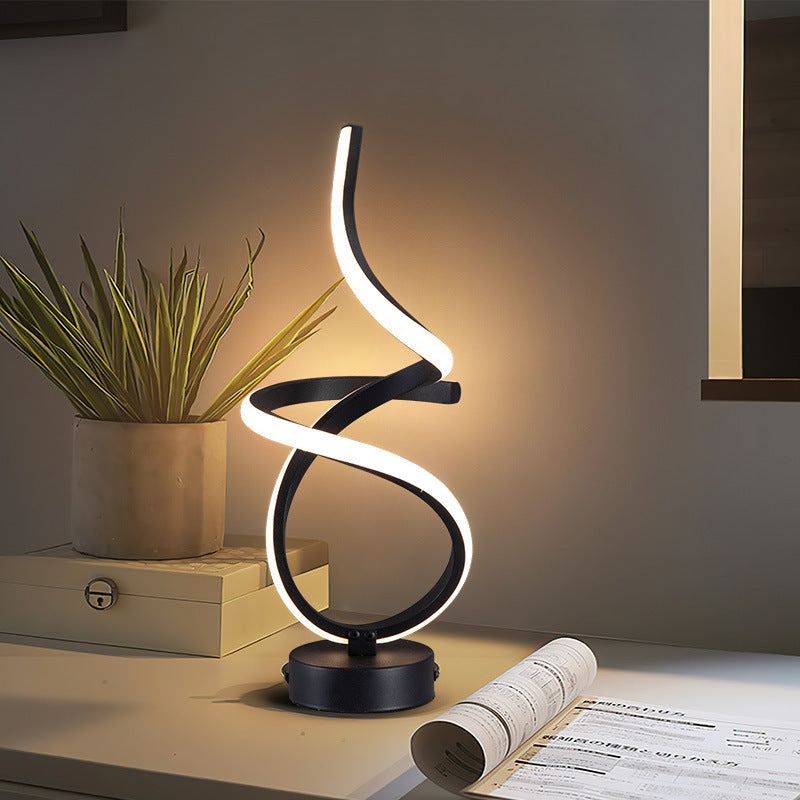 Modern Simplicity Irregular Lines Aluminum Silicone LED Table Lamp For Bedroom