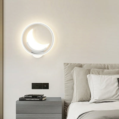 Modern Minimalist Kids Cloud Moon Round Iron Acrylic LED Wall Sconce Lamp For Bedroom