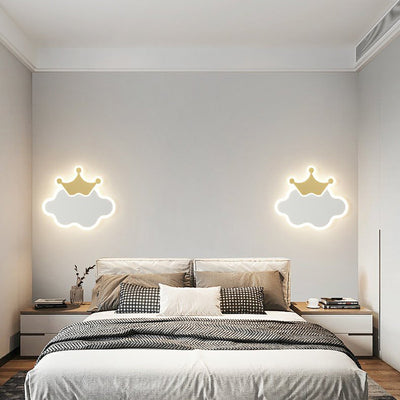 Modern Minimalist Kids Cloud Moon Round Iron Acrylic LED Wall Sconce Lamp For Bedroom