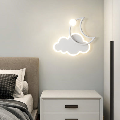 Modern Minimalist Kids Cloud Moon Round Iron Acrylic LED Wall Sconce Lamp For Bedroom