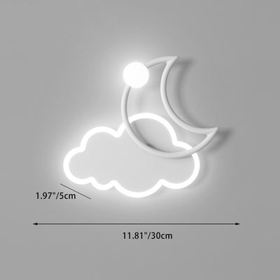 Modern Minimalist Kids Cloud Moon Round Iron Acrylic LED Wall Sconce Lamp For Bedroom